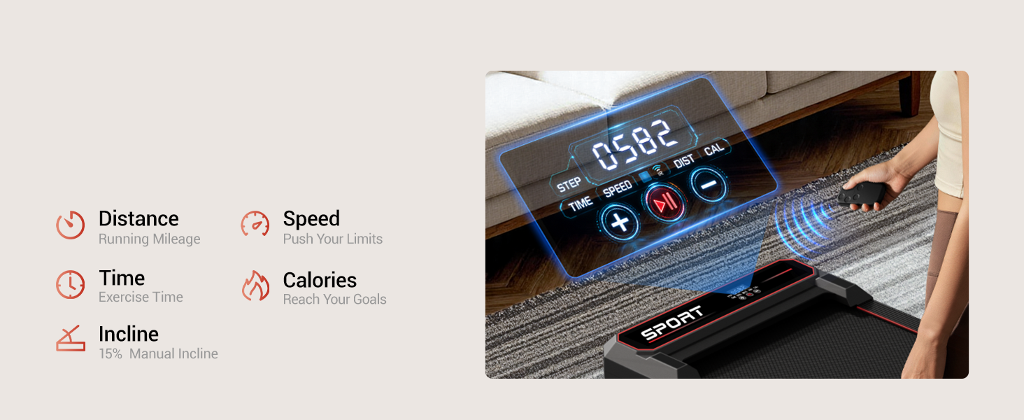 Easy Control Clear Display _ Umay U19 Vibration 3-in-1 Walking Pad with 15% Incline 8 KMH