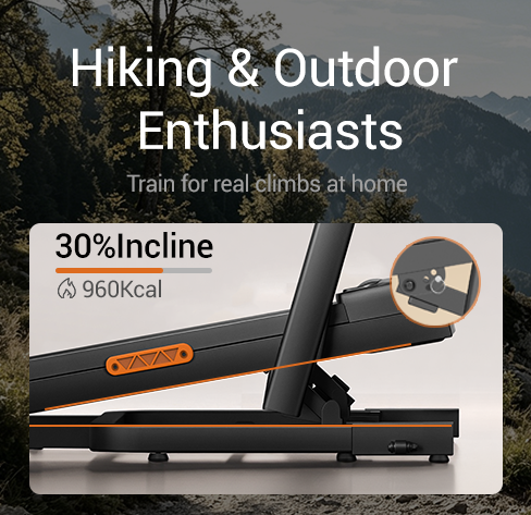 Scenario 2 Hiking & Outdoor Enthusiasts _Umay X5FD 40% Incline Foldable Treadmill with Dual Handle Bar 10 KMH