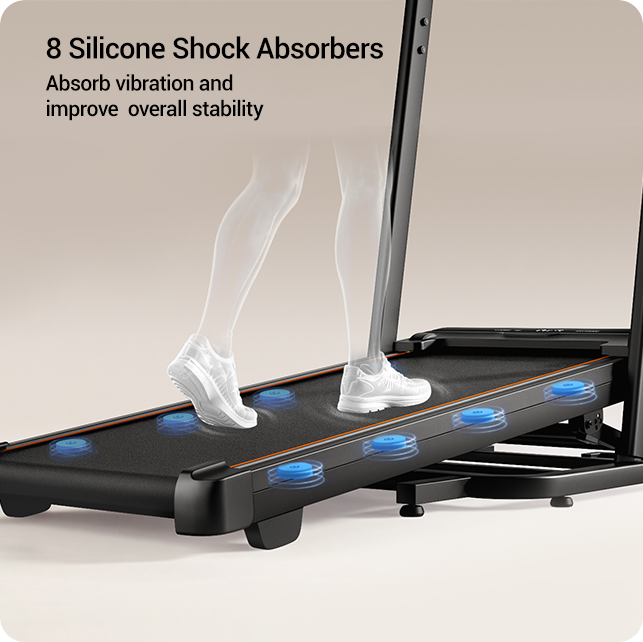 Triple Shock Absorption for Reduced Joints Impact 1 _Umay X5FD 40% Incline Foldable Treadmill with Dual Handle Bar 10 KMH