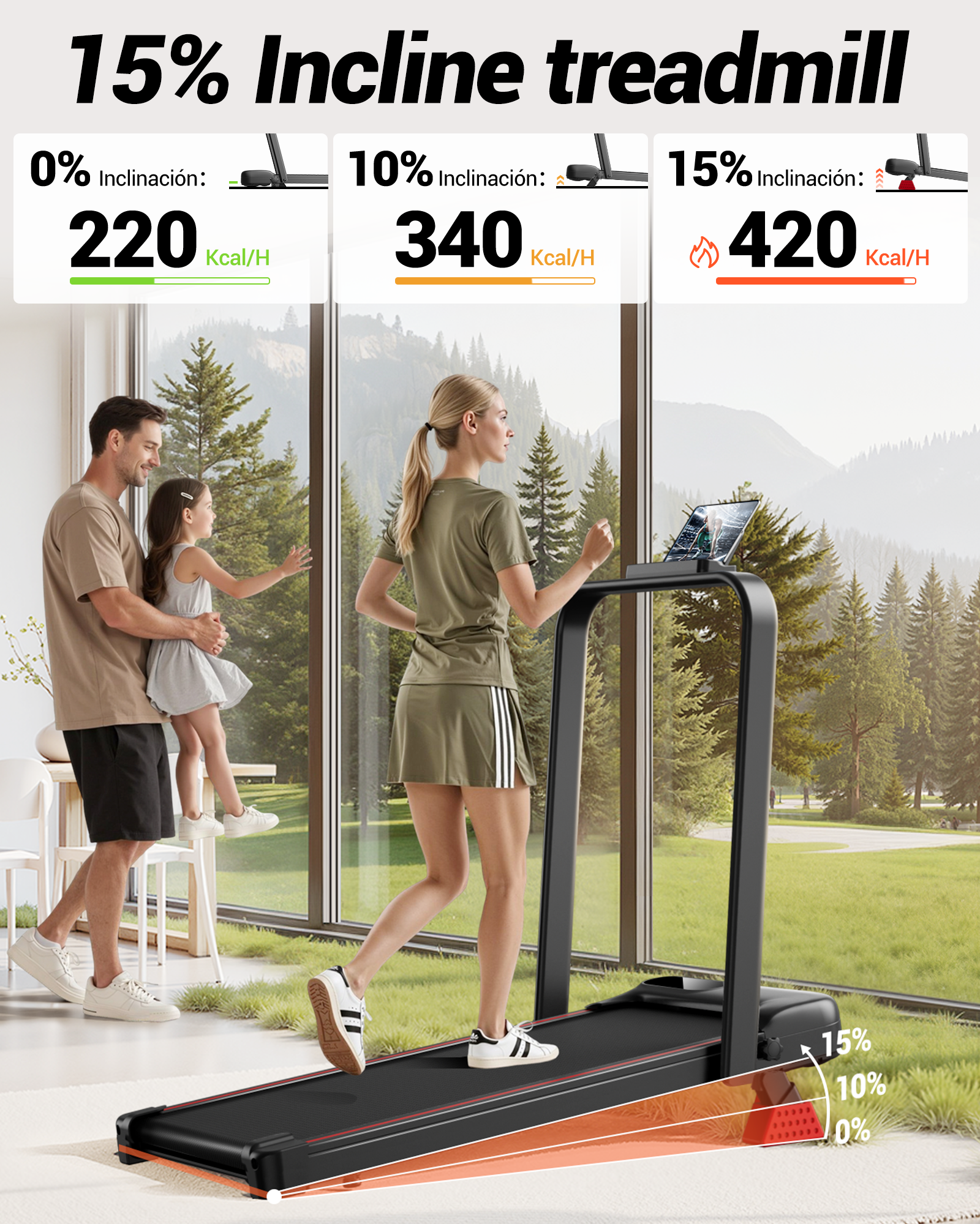 <tc>Umay U18F Tapis de course pliable 3 en 1 avec inclinaison 10 %/15 % 1-10 km/h</tc>