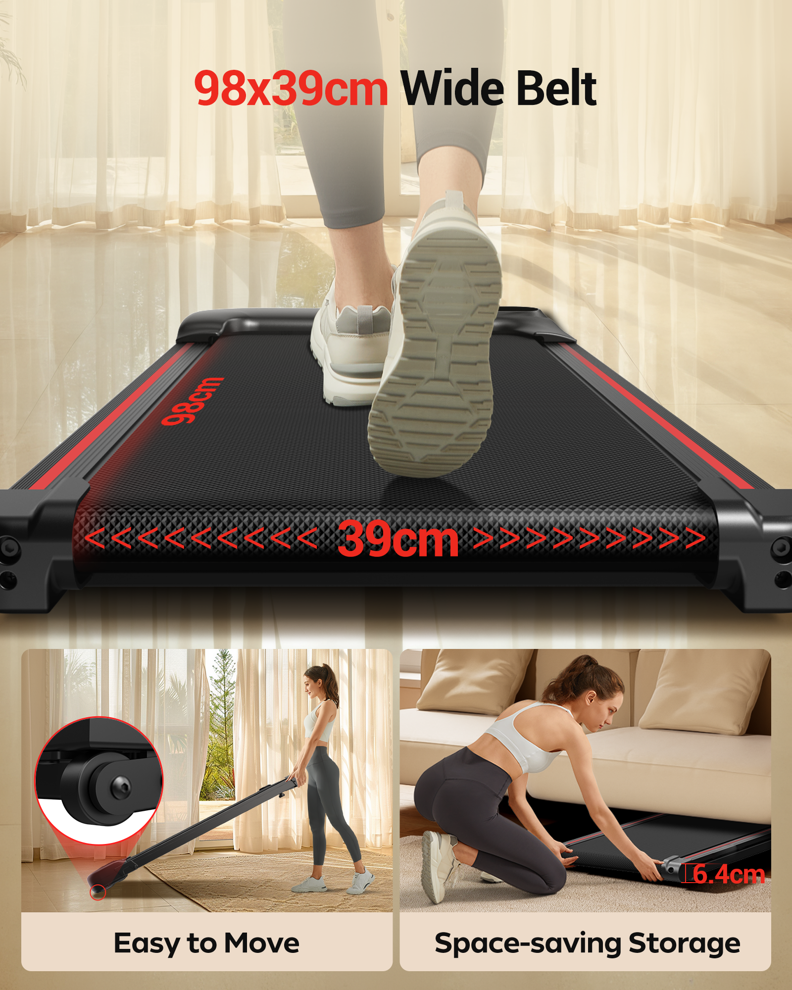 UMAY Smart Walking Pad, unter Schreibtischlaufmühle und 2-in-1-Steigung Wanderblock-Laufband für Home Office