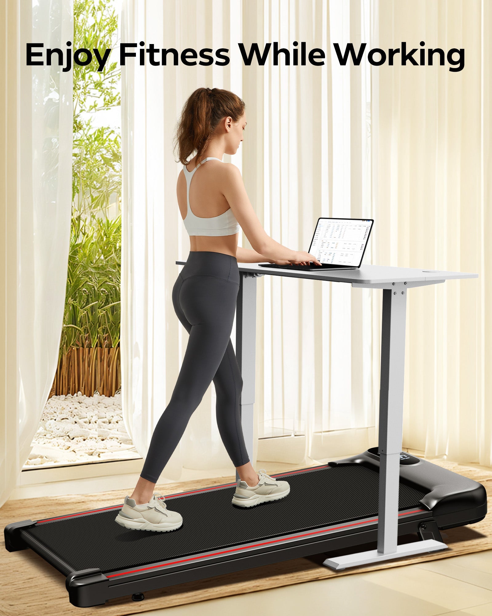 UMAY Smart Walking Pad, unter Schreibtischlaufmühle und 2-in-1-Steigung Wanderblock-Laufband für Home Office