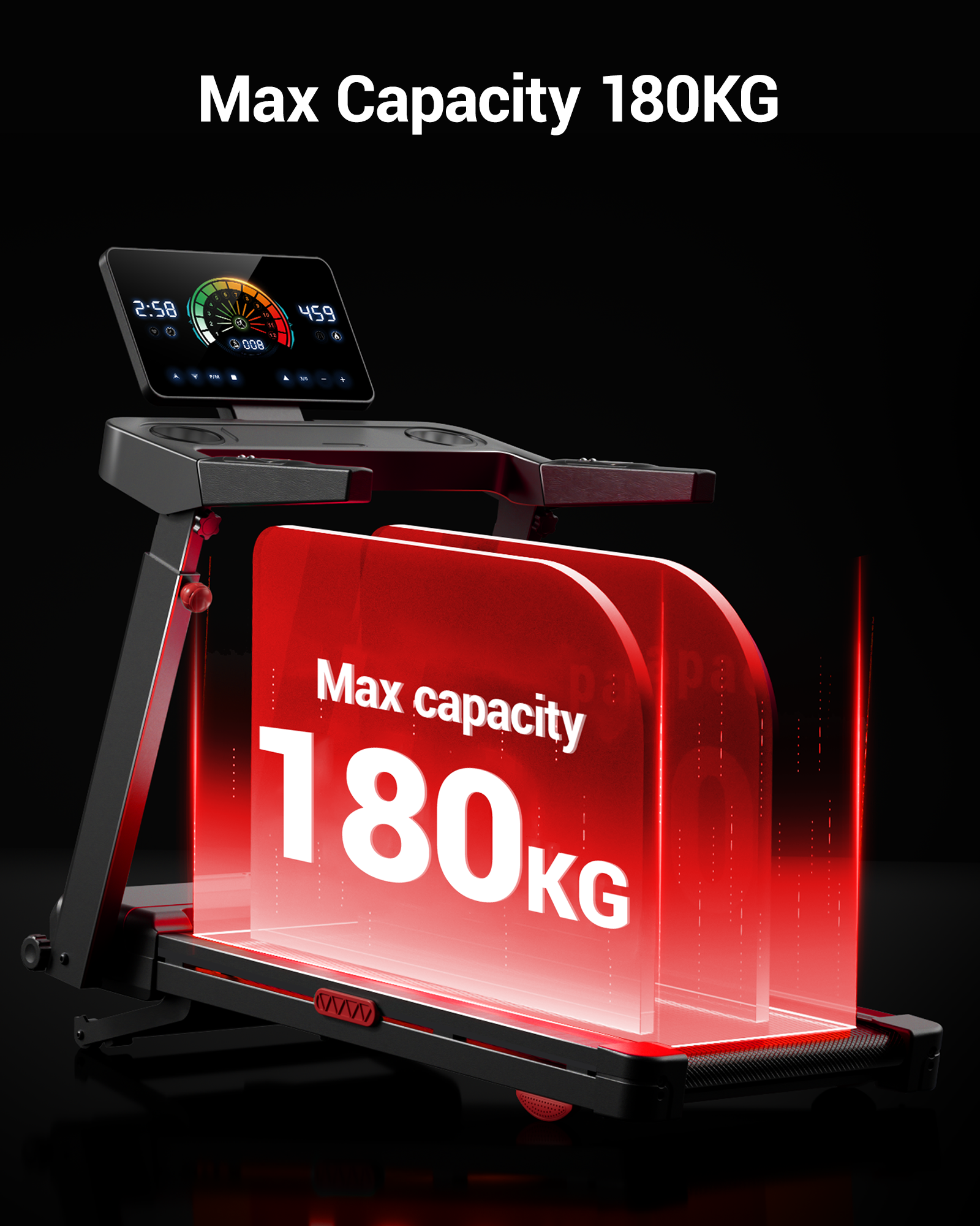 Max Capacity 180KG_Umay L10 Foldable Treadmill 20% Auto Incline with Pulse Sensors 14KMH