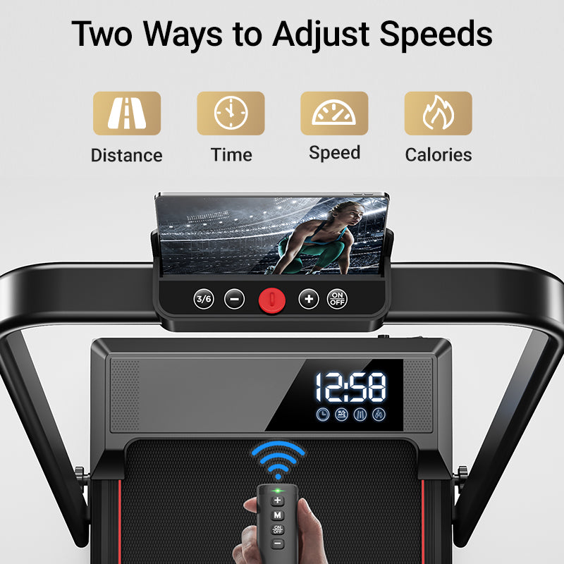 Two Ways to Adjust Speeds_Umay CW1F 2-in-1 Incline Walking Pad Treadmill for Home and Office