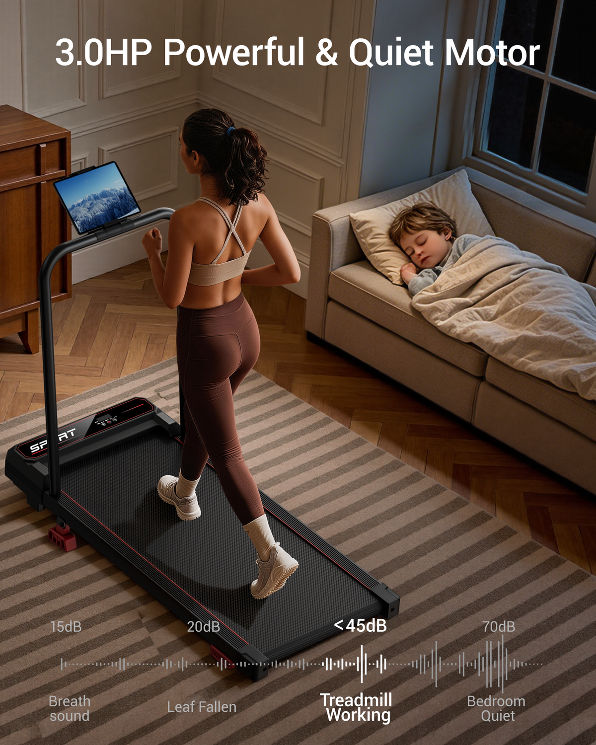 Almohadilla para caminar con vibración 3 en 1 Umay U19F con 15% de inclinación y 5 MPH