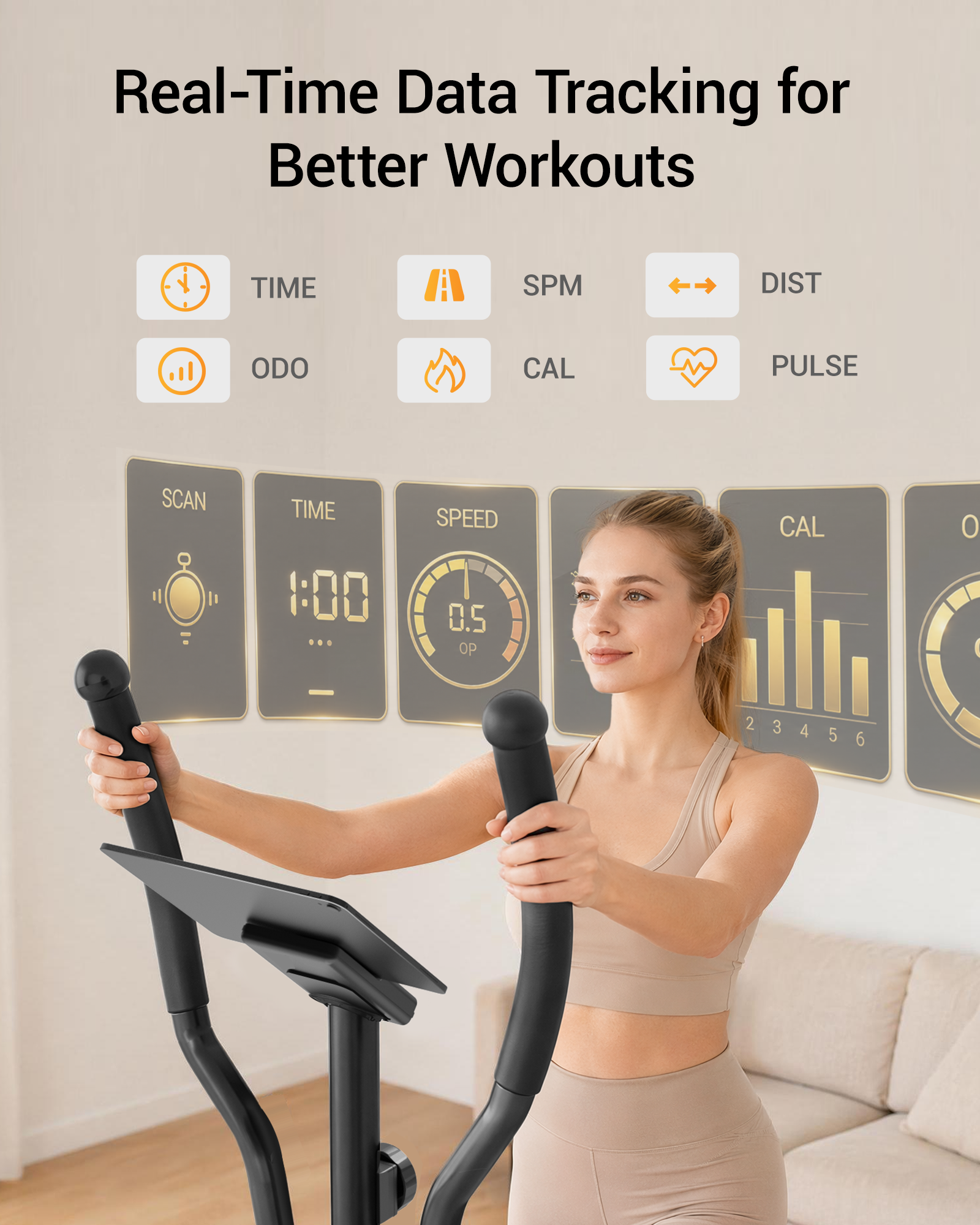 03 Real-Time Data Tracking for Better Workouts _ Umay ET30 Hyper-Quiet Magnetic Elliptical Machine