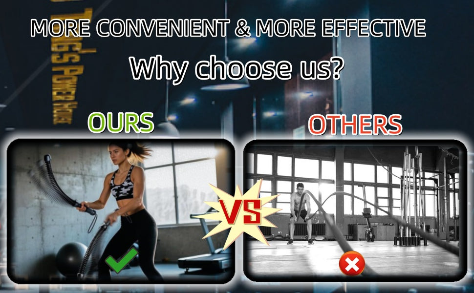 03 Why choose us - MORE CONVENIENT and MORE EFFECTIVE _ Umay Portable Cordless Battle Rope Weighted for Strength Workout (2 PCS)