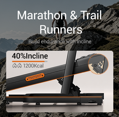 Scenario 3 Marathon & Trail Runners _Umay X5FD 40% Incline Foldable Treadmill with Dual Handle Bar 10 KMH
