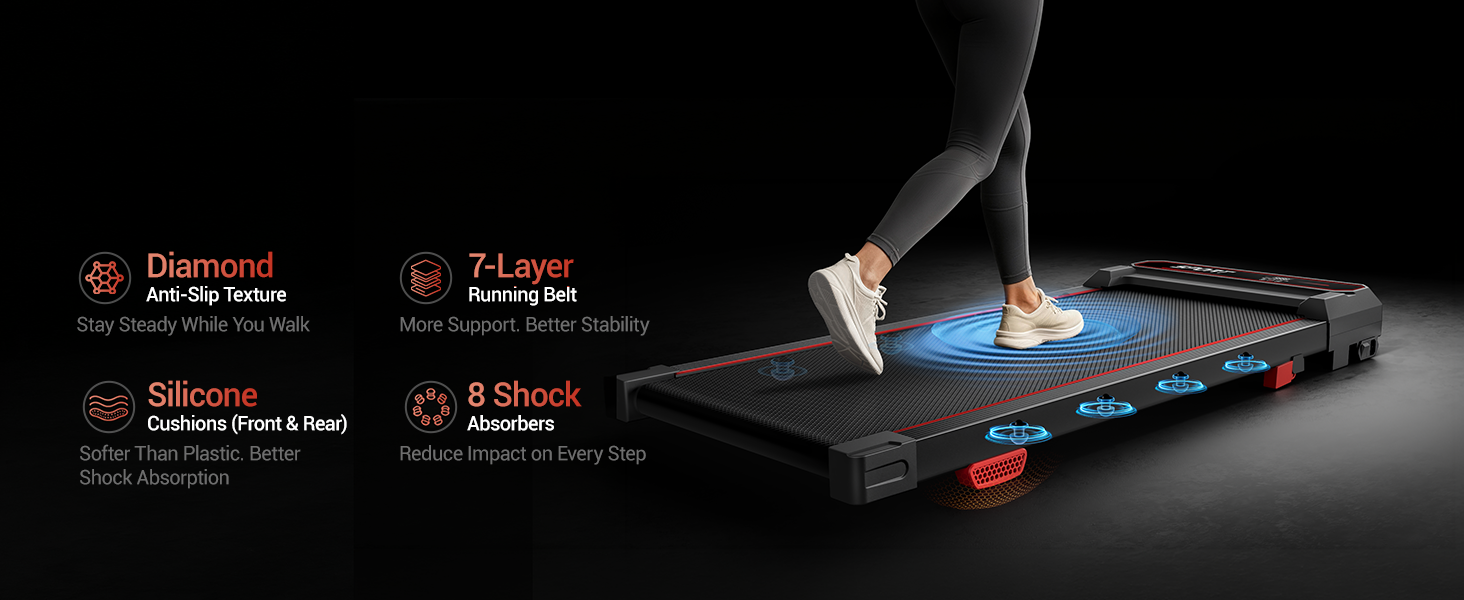 Advanced Shock Absorption, Built for Knee Protection _ Umay U19 Vibration 3-in-1 Walking Pad with 15% Incline 8 KMH