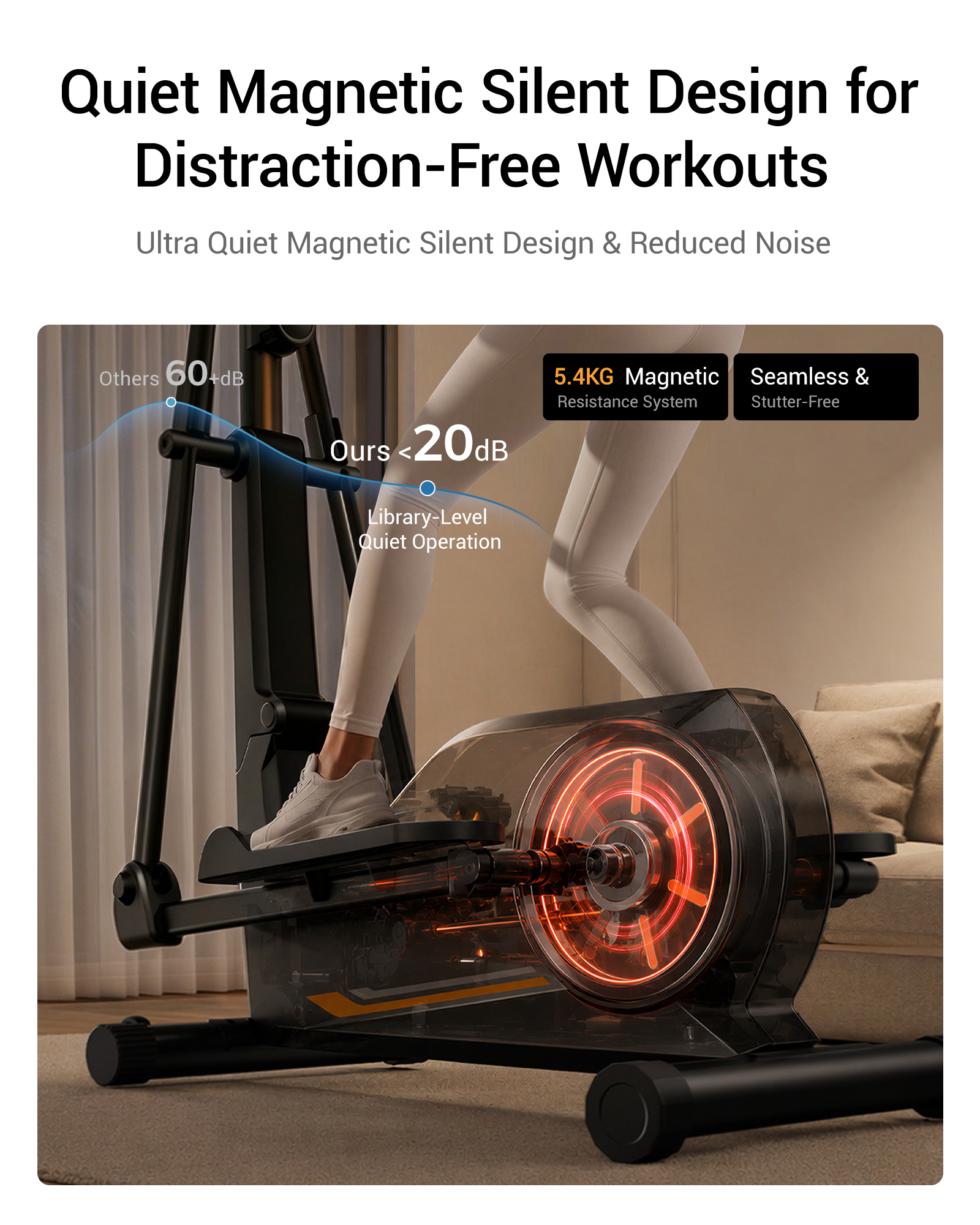 09 Quiet Magnetic Silent Design for Distraction-Free Workouts - Ultra Quiet Magnetic Silent Design _ Umay ET30 Hyper-Quiet Magnetic Elliptical Machine