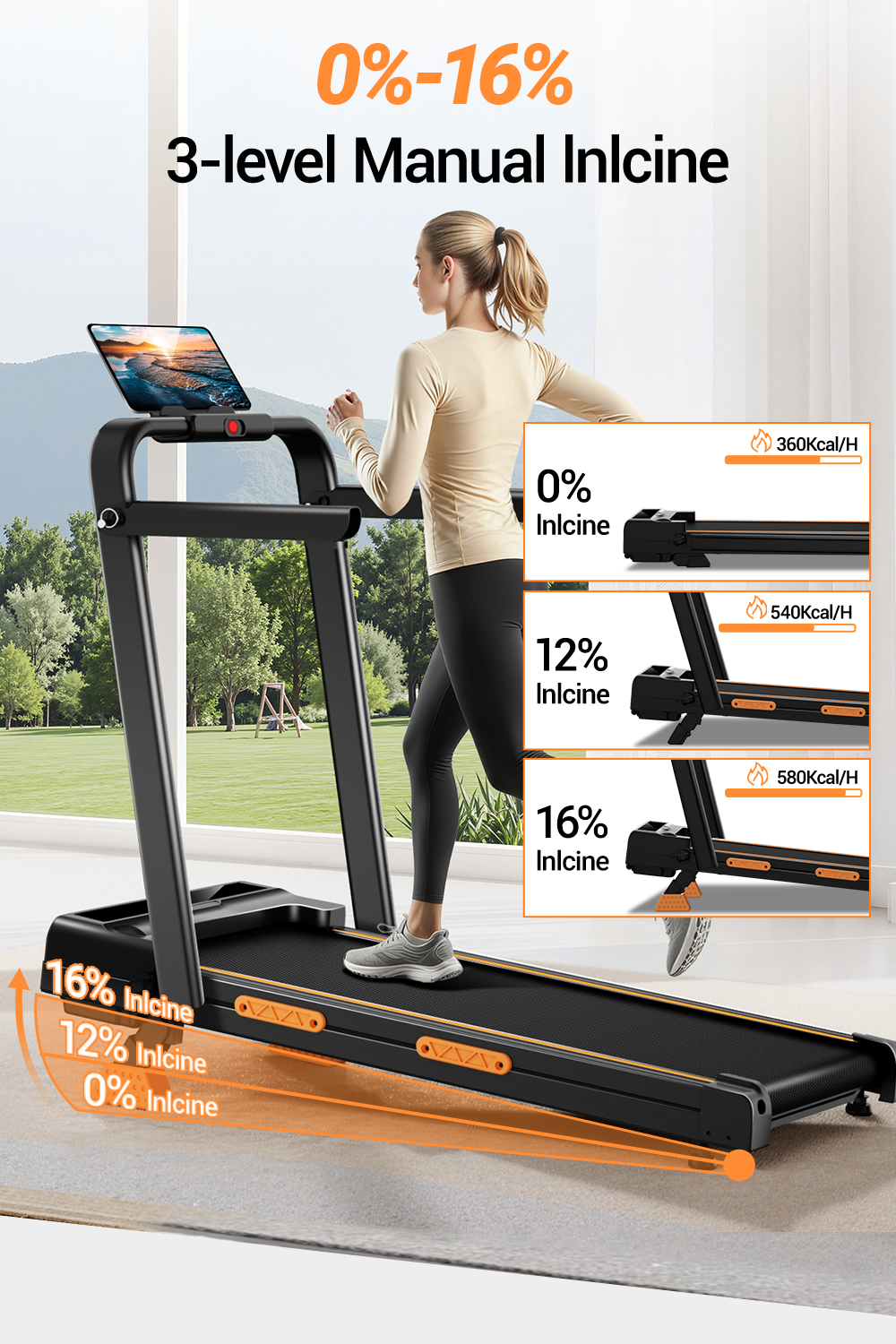 Adjustable incline 0-16%