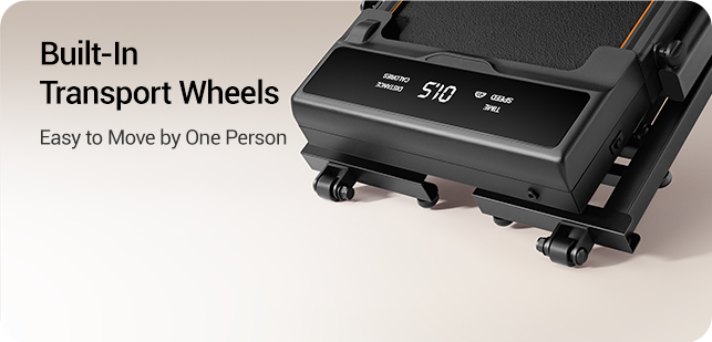 Built-In Transport Wheels - LED Display & Magnetic Remote Control LED 1 _Umay X5FD 40% Incline Foldable Treadmill with Dual Handle Bar 10 KMH