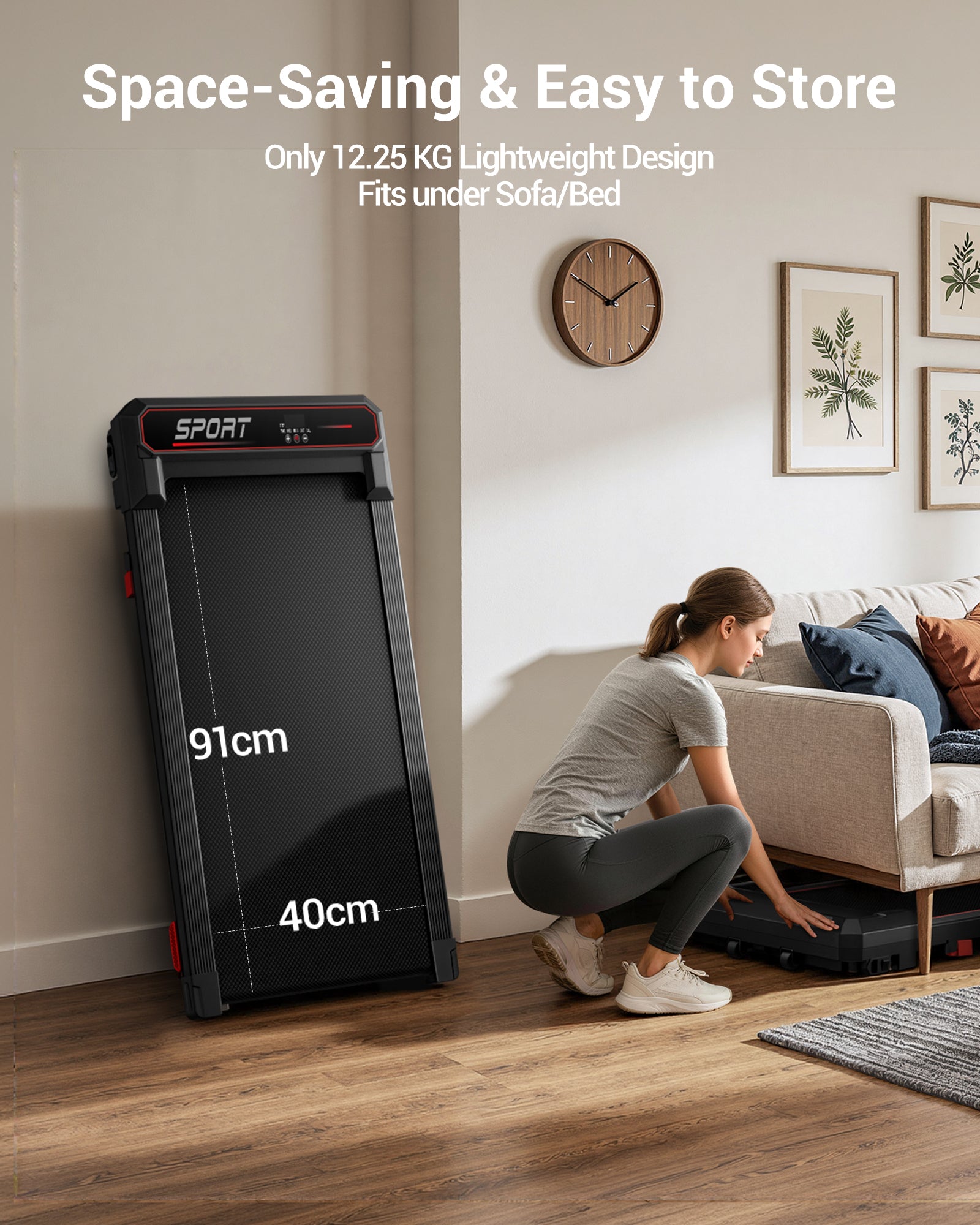 Space-Saving & Easy to Store _ Umay U19 Vibration 3-in-1 Walking Pad with 15% Incline 8 KMH