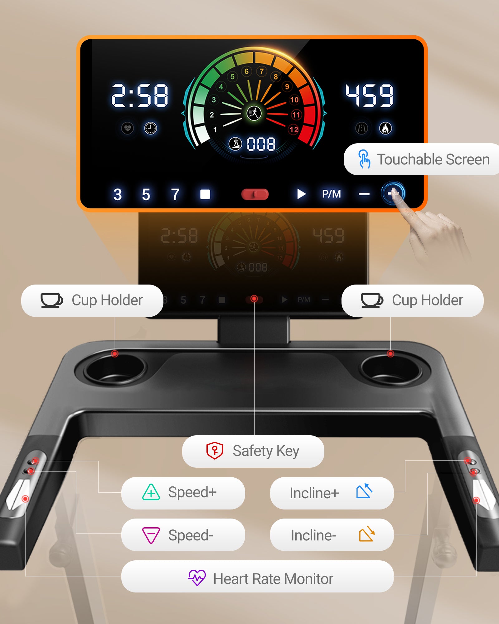 Features_Umay L20 Foldable Treadmill with 20% Manual Incline, 14KMH & 180KG Capacity
