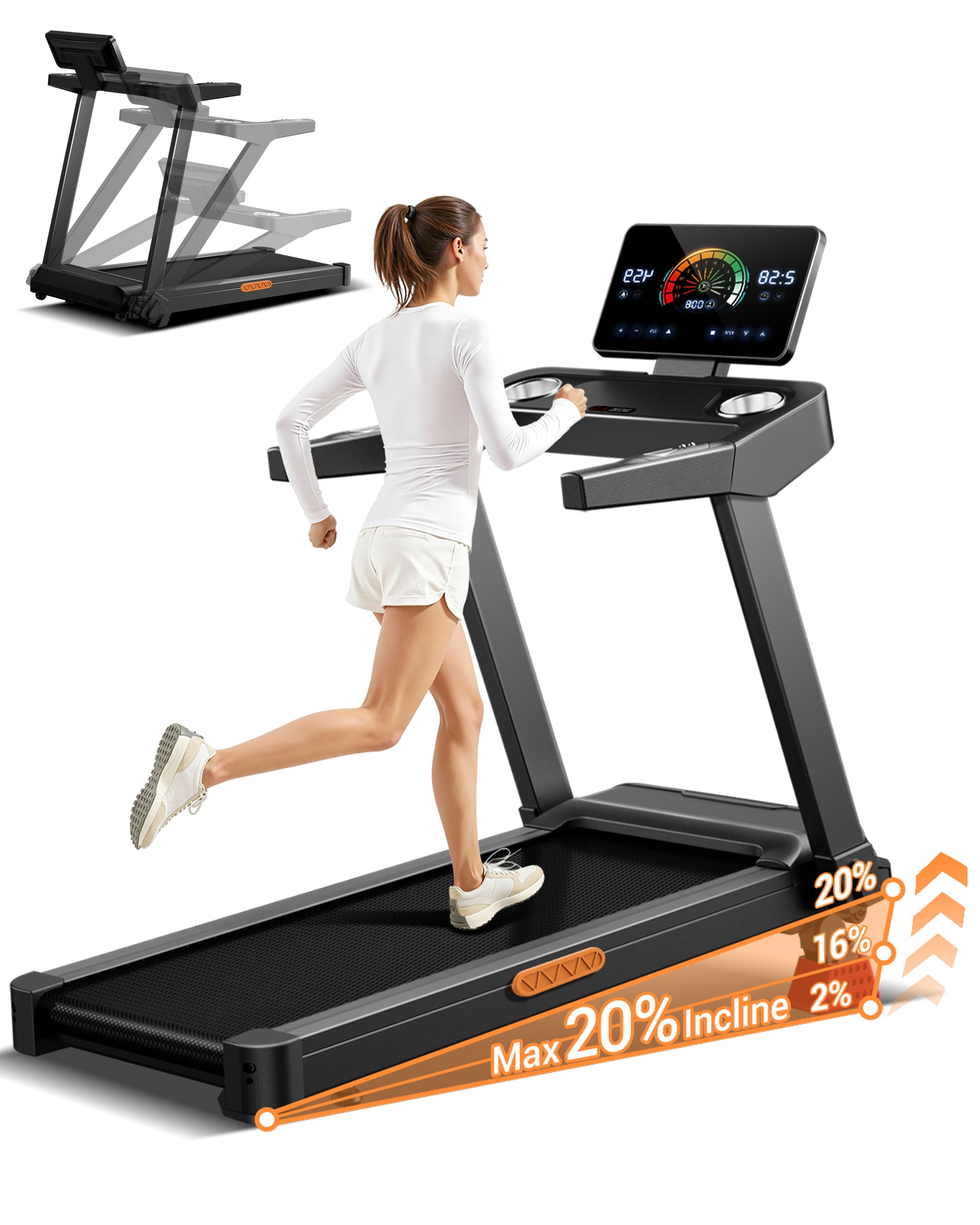 Umay L20 Foldable Treadmill with 20% Manual Incline, 14KMH & 180KG Capacity