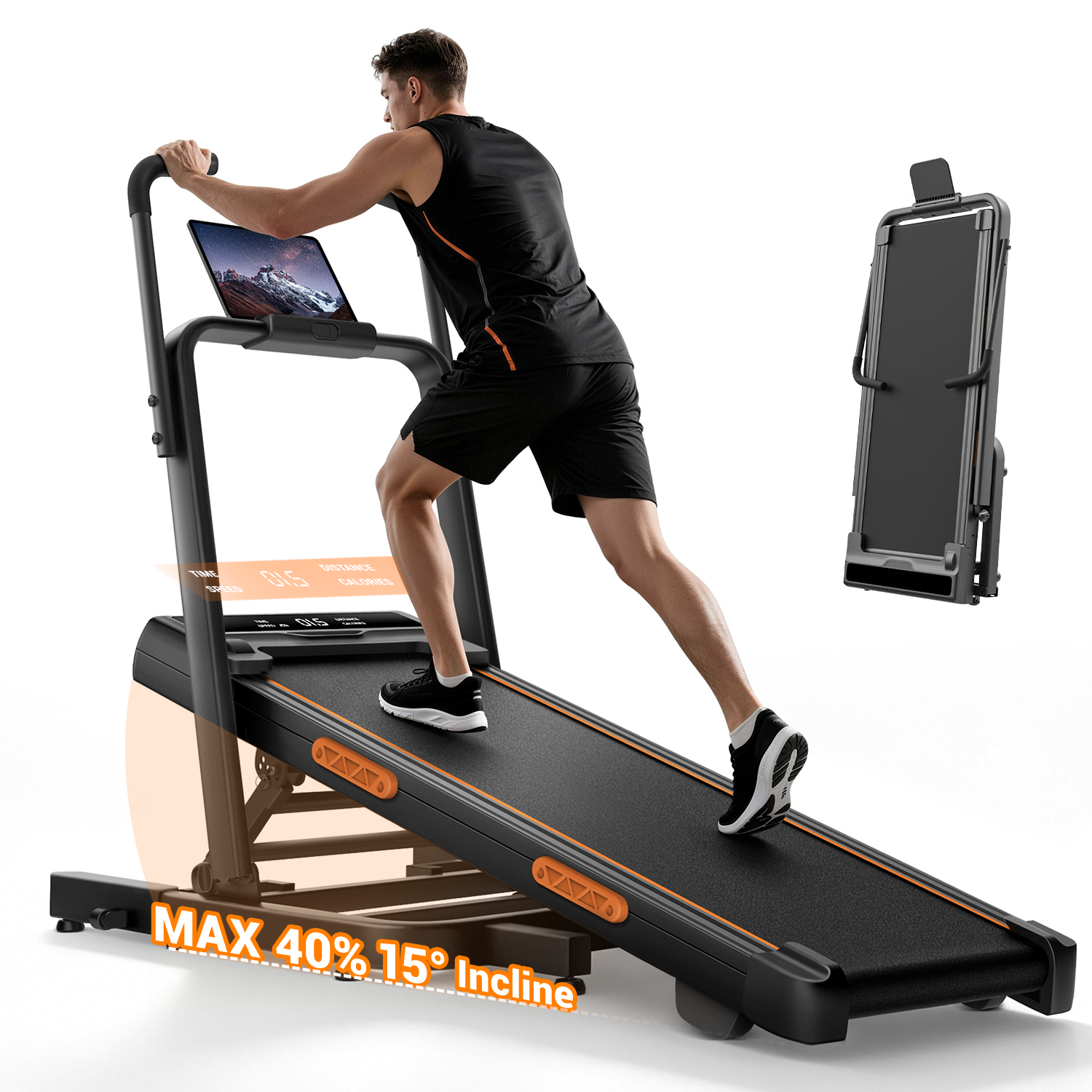 Main_Umay X5FD 40% Incline Foldable Treadmill with Dual Handle Bar 10 KMH